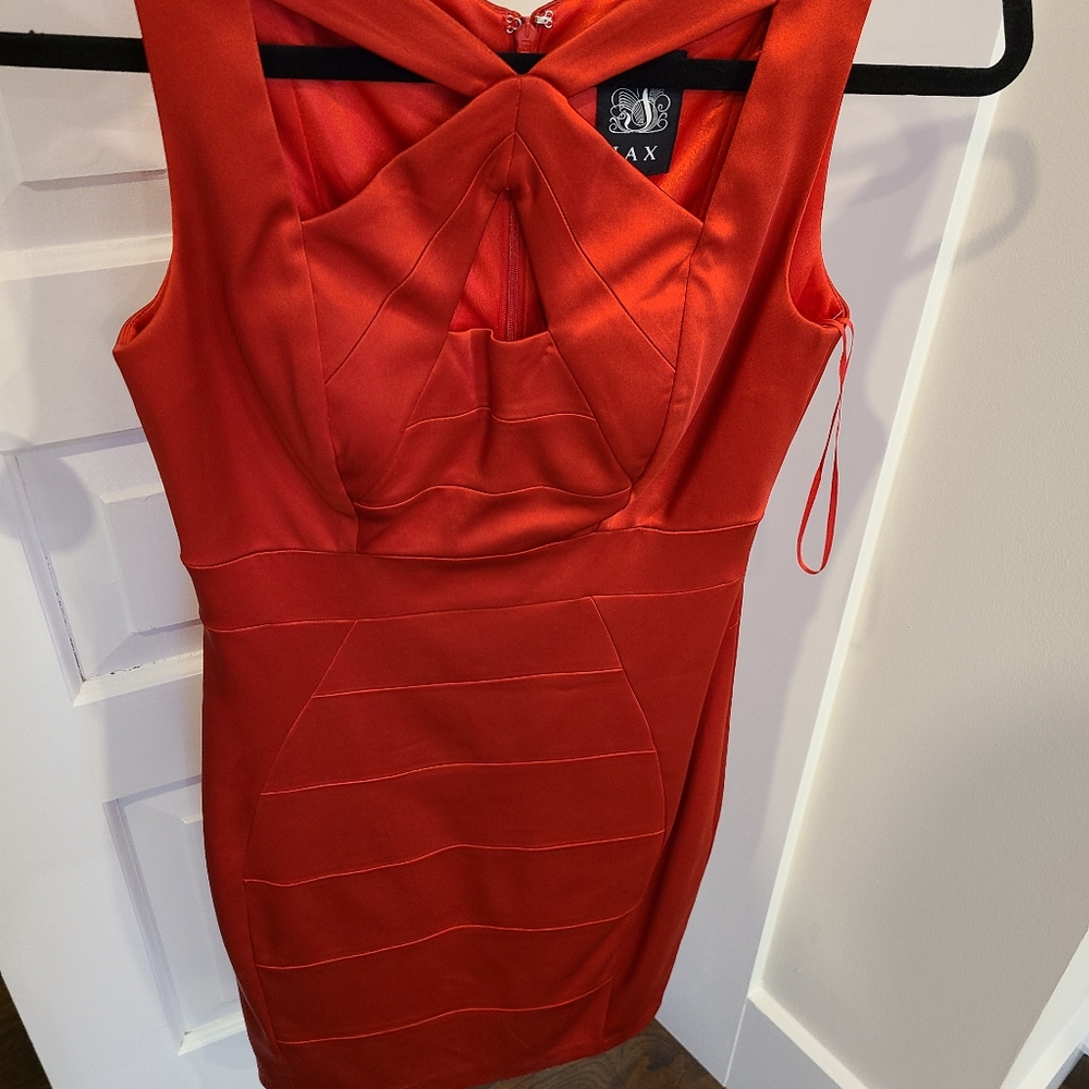 Red satin dress